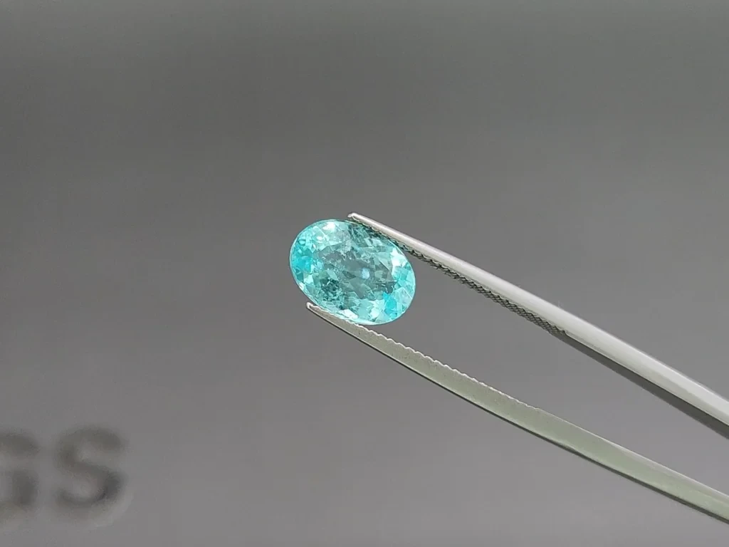 Neon tourmaline Paraiba greenish blue oval cut 2.30 carats, Mozambique Image №3
