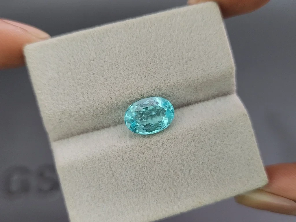 Neon tourmaline Paraiba greenish blue oval cut 2.30 carats, Mozambique Image №4