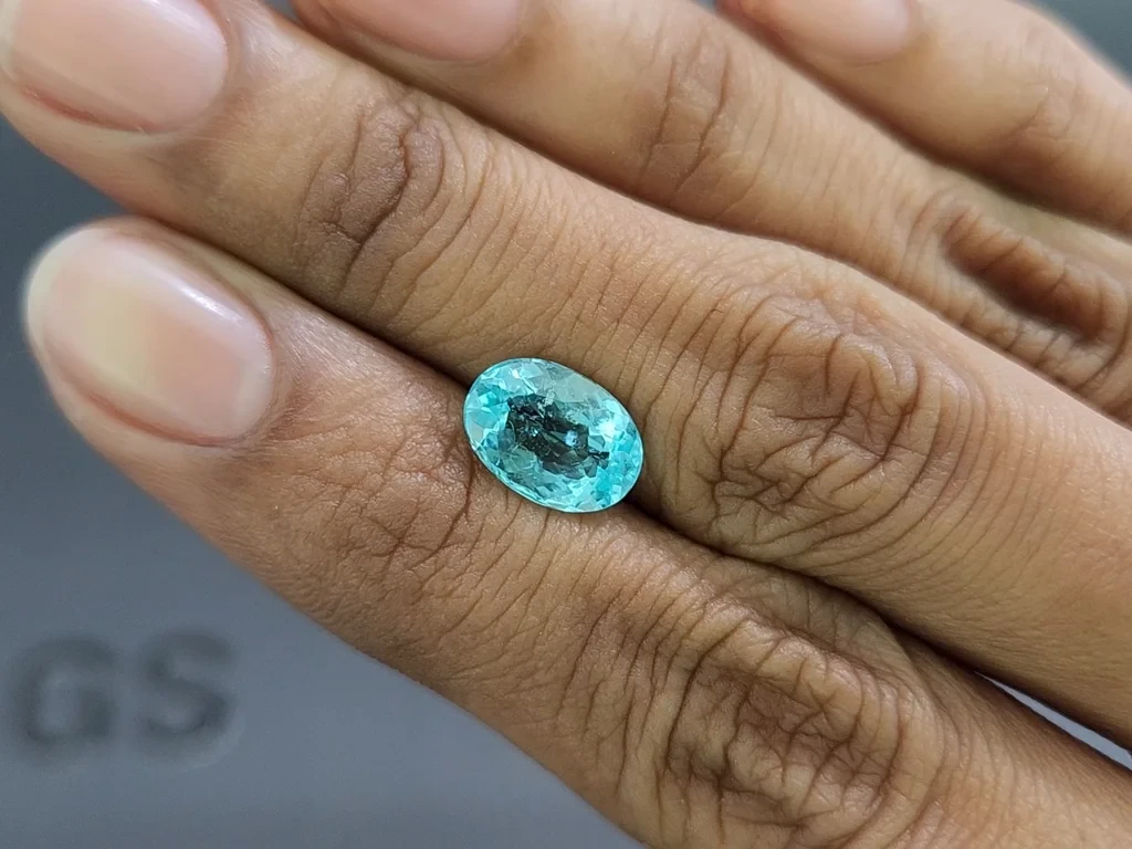 Neon tourmaline Paraiba greenish blue oval cut 2.30 carats, Mozambique Image №2