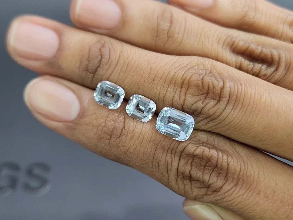 Set of aquamarines cushion cut 4.07 carats, Madagascar Image №2