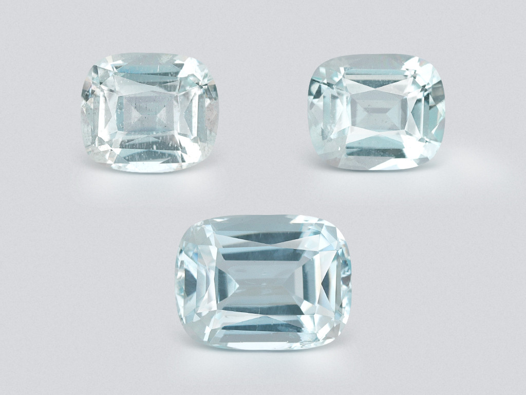 Set of aquamarines cushion cut 4.07 carats, Madagascar Image №1