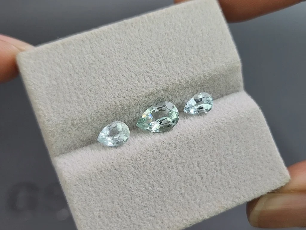 Set of aquamarines in pear cut 1.71 carats, Madagascar Image №4