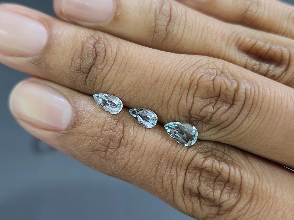Set of aquamarines  pear cut 1.24 carats, Madagascar Image №1