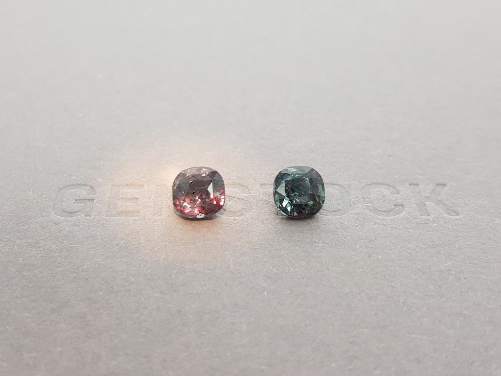 Pair of Cushion Cut Color Change Garnets 3.29ct Image №4