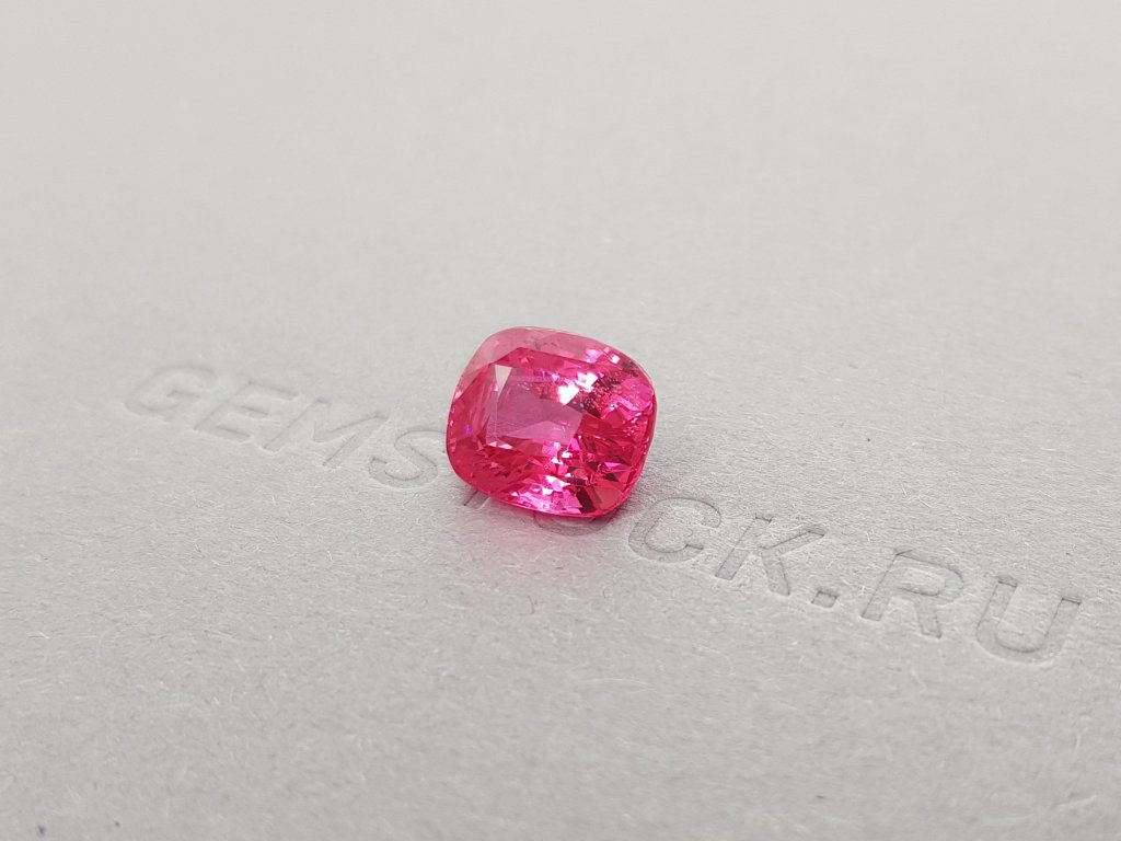 Unique neon pink spinel Mahenge cushion cut 5.00 ct, Tanzania Image №1