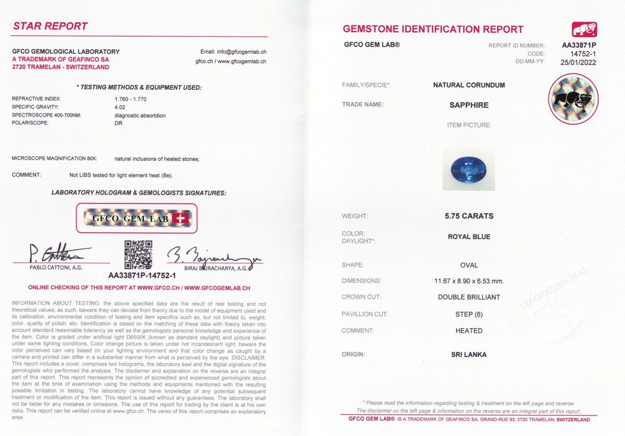 Blue sapphire Royal Blue oval cut 5.75 ct, Sri Lanka Image №5