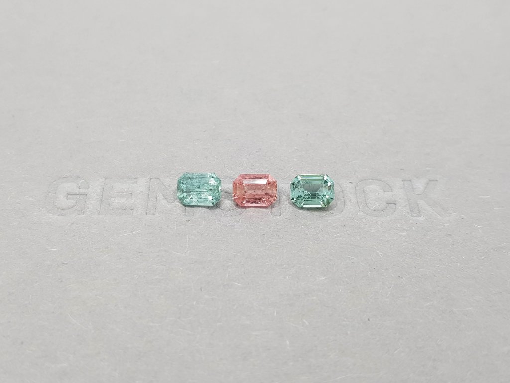 Contrasting set of octagon-cut tourmalines 1.44 ct Image №2