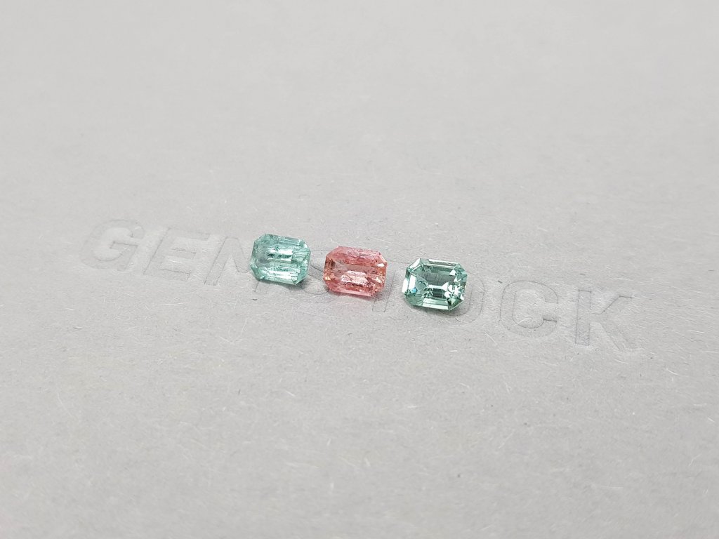 Contrasting set of octagon-cut tourmalines 1.44 ct Image №3