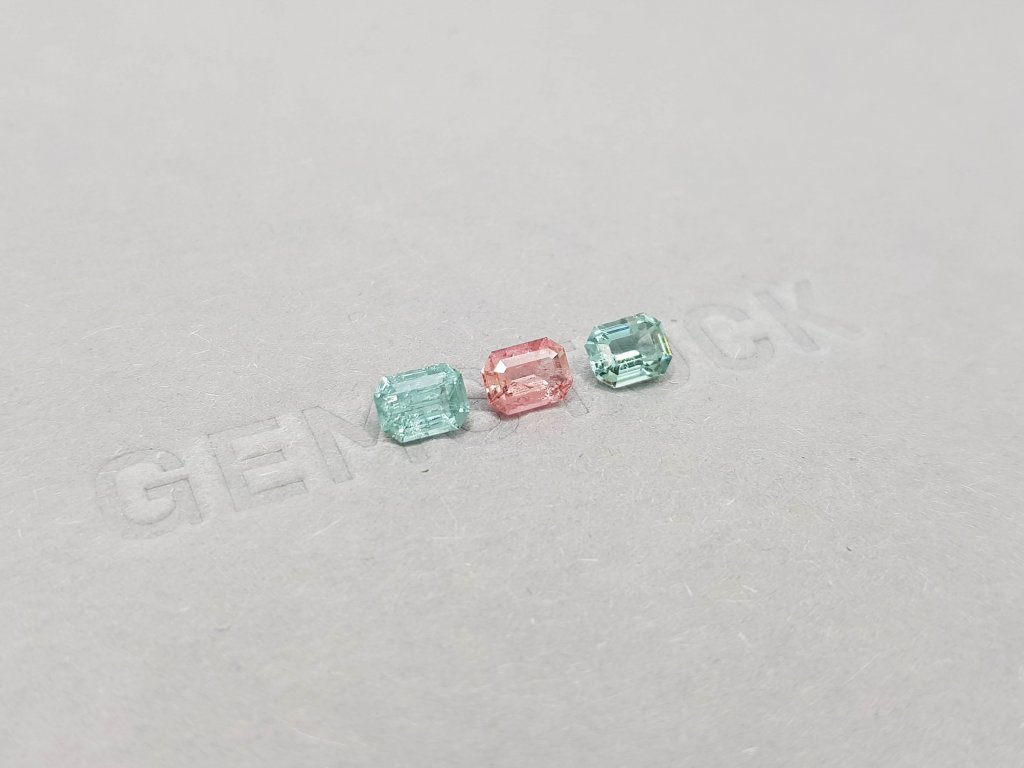 Contrasting set of octagon-cut tourmalines 1.44 ct Image №4