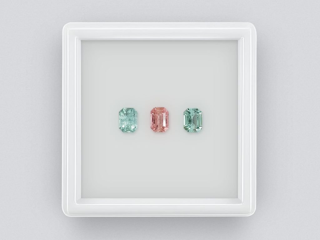 Contrasting set of octagon-cut tourmalines 1.44 ct Image №1