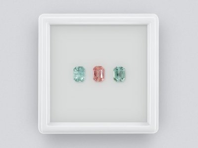 Contrasting set of octagon-cut tourmalines 1.44 ct photo