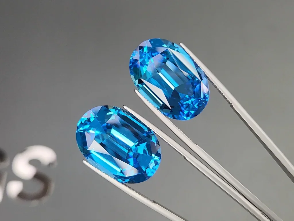 Set of Swiss Blue topaz in high precision oval cut 94.15 carats, Brazil  Image №4