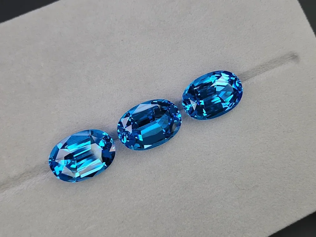 Set of Swiss Blue topaz in high precision oval cut 94.15 carats, Brazil  Image №5
