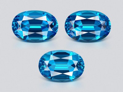 Set of Swiss Blue topaz in high precision oval cut 94.15 carats, Brazil  photo