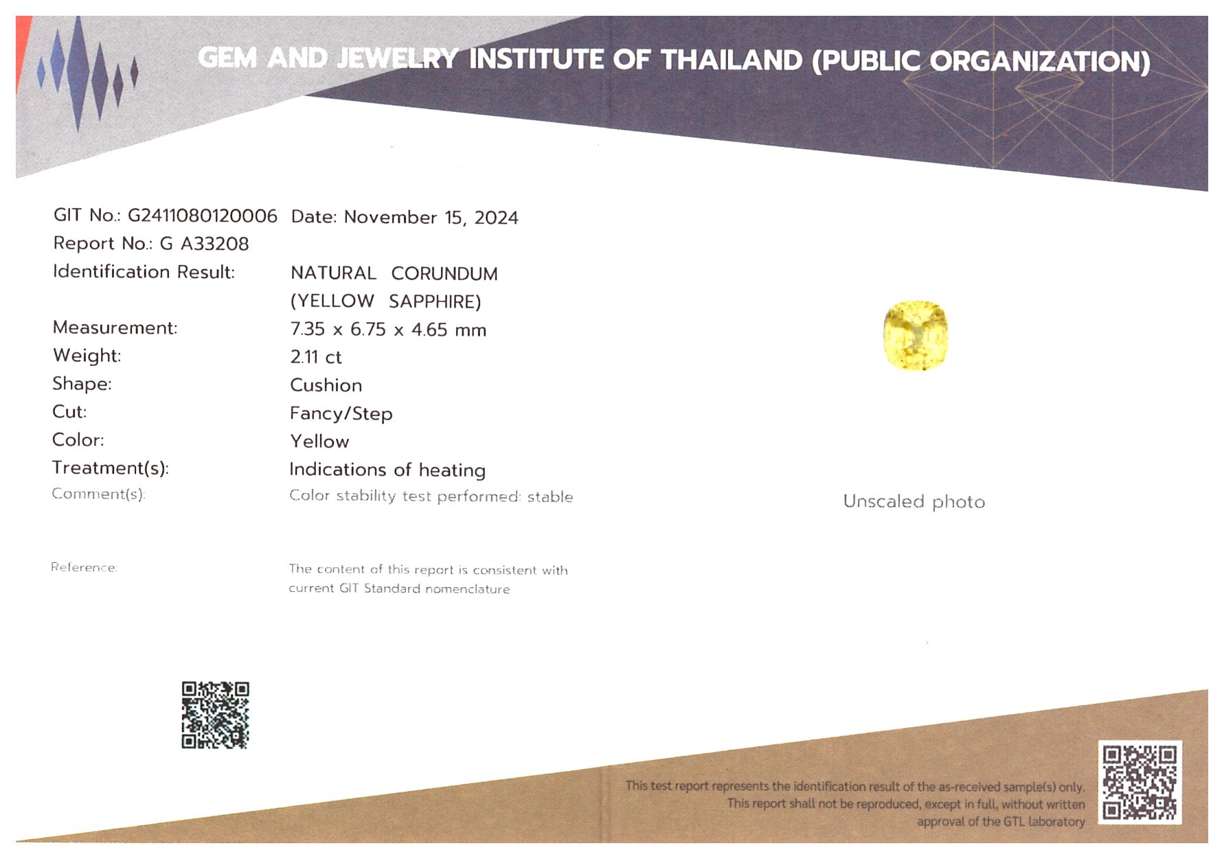 Yellow sapphire in cushion cut 2.11 carats, Sri Lanka  Image №6