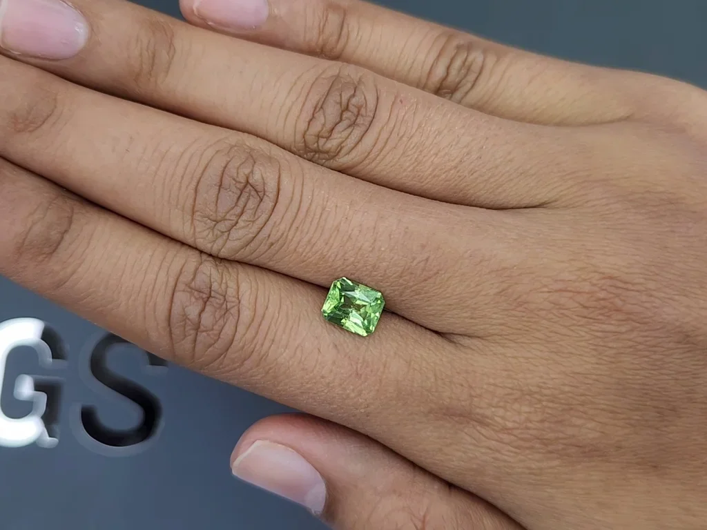 Yellowish-green grossular garnet in radiant cut 1.70 carats, Tanzania Image №2