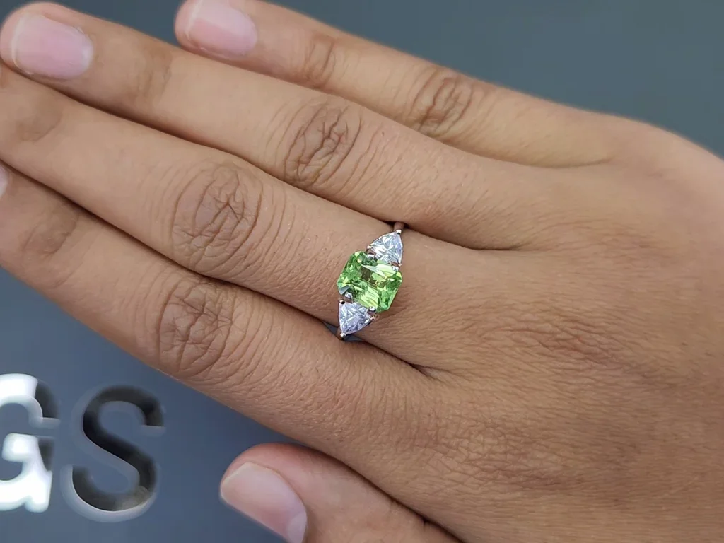 Yellowish-green grossular garnet in radiant cut 1.70 carats, Tanzania Image №5