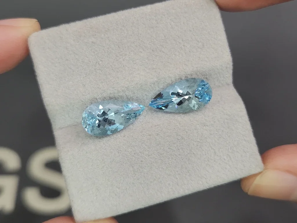 Pair of aquamarines in pear cut 5.33 carats, Madagascar Image №4