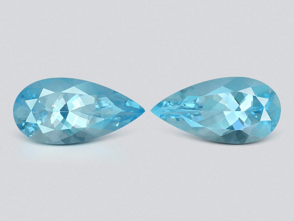 Pair of aquamarines in pear cut 5.33 carats, Madagascar Image №1