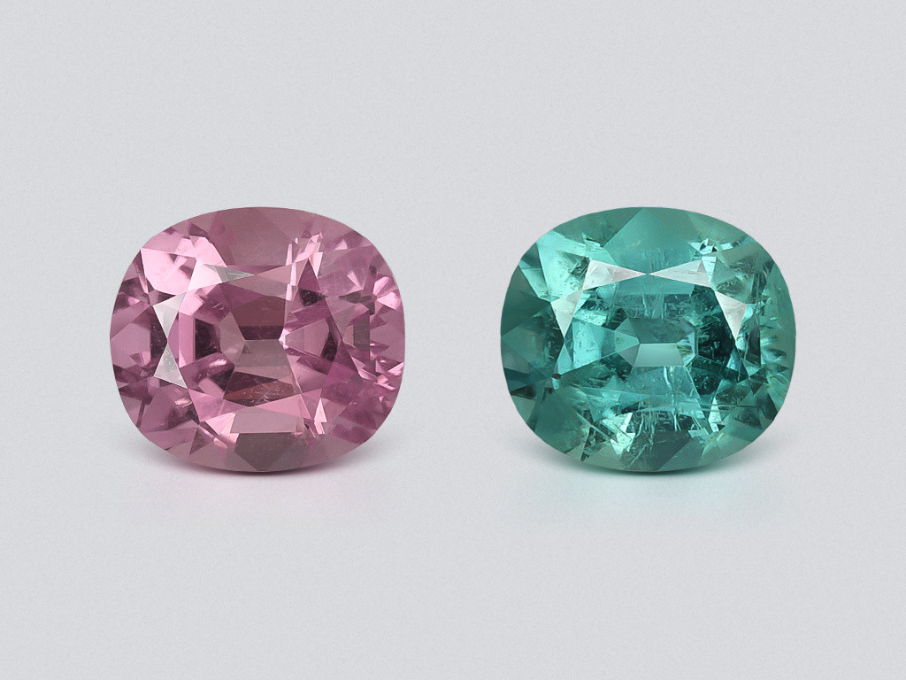 Contrasting pair of tourmalines oval cut 1.90 carats, Afghanistan Image №1