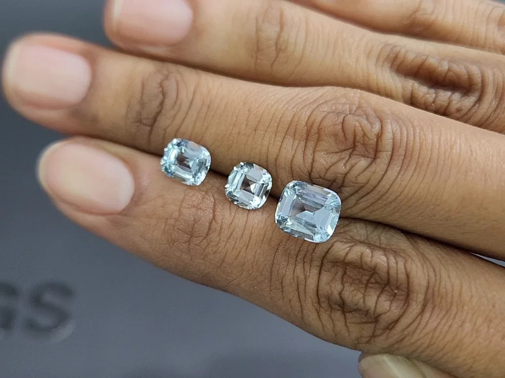 Set of aquamarines cushion cut 4.05 carats, Madagascar Image №2