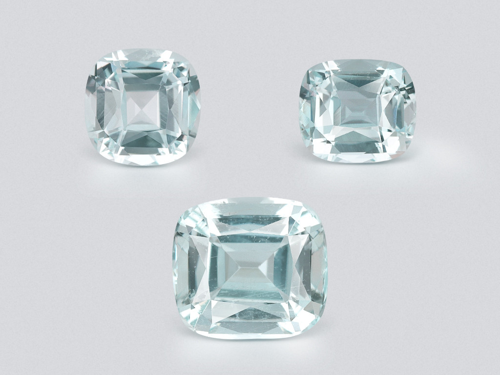 Set of aquamarines cushion cut 4.05 carats, Madagascar Image №1