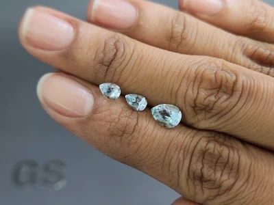 Set of aquamarines  pear cut 1.73 carats, Madagascar photo