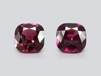 Pair of cushion cut rhodolites 9.92 ct, Malawi photo