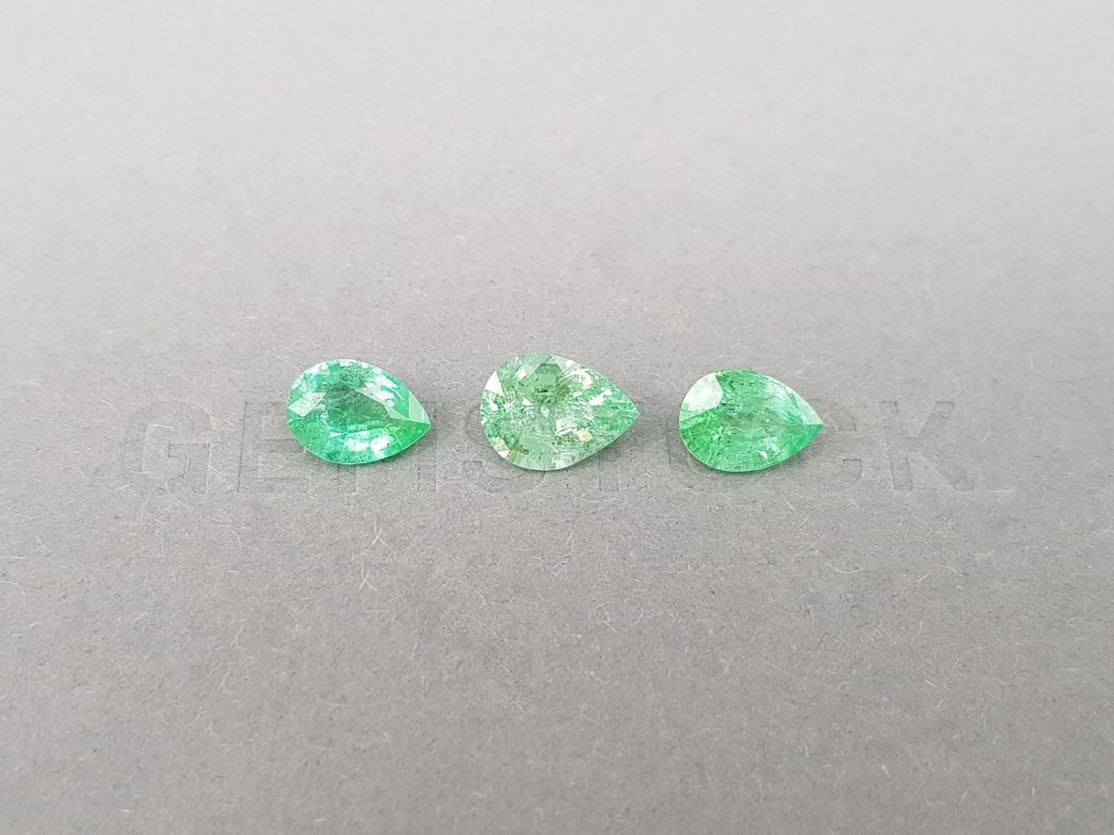 Set of pear cut green Paraiba tourmalines 3.56 ct, Mozambique Image №2