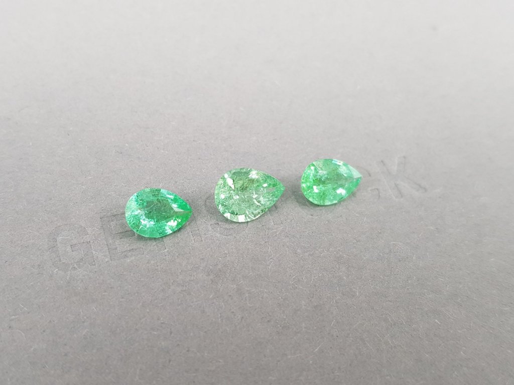 Set of pear cut green Paraiba tourmalines 3.56 ct, Mozambique Image №3