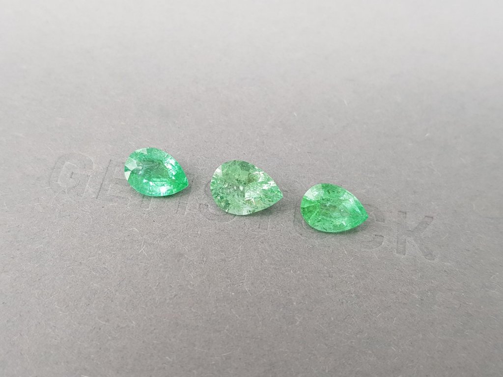 Set of pear cut green Paraiba tourmalines 3.56 ct, Mozambique Image №4
