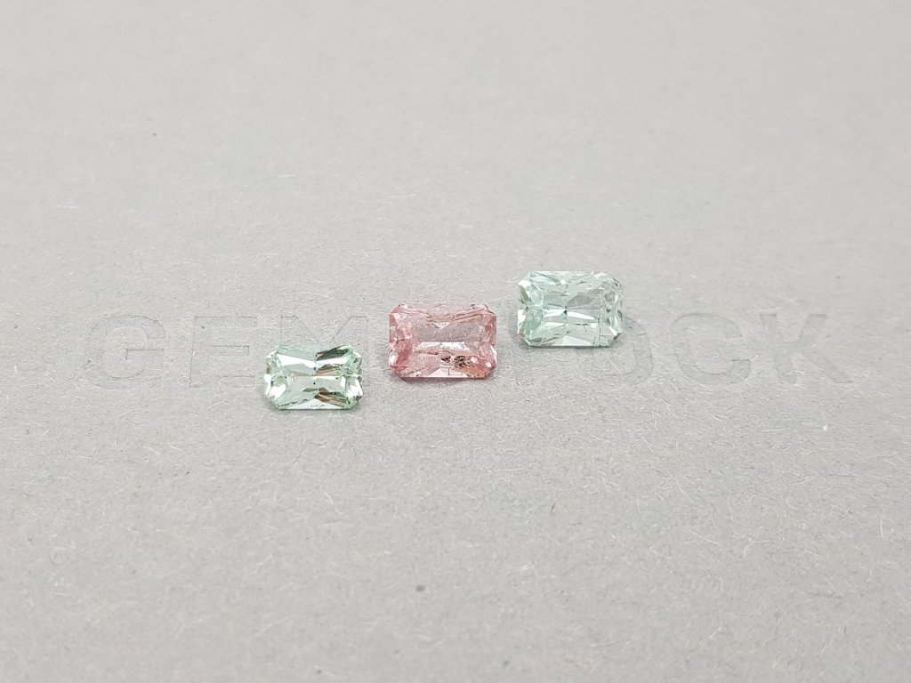 Set of three radiant cut tourmalines 2.52 ct Image №1