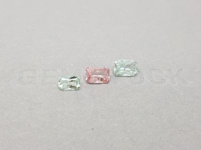 Set of three radiant cut tourmalines 2.52 ct photo