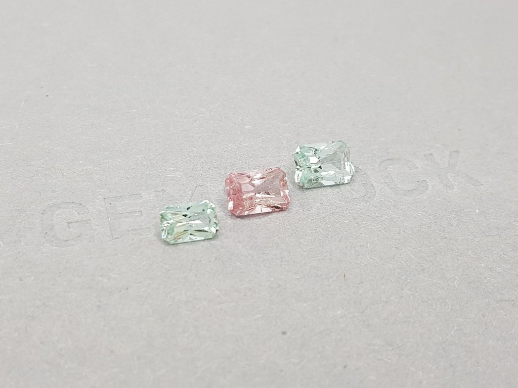 Set of three radiant cut tourmalines 2.52 ct Image №2