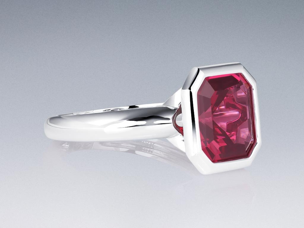 Ring with rhodolite garnet 5.60 carats in 18K white gold Image №2