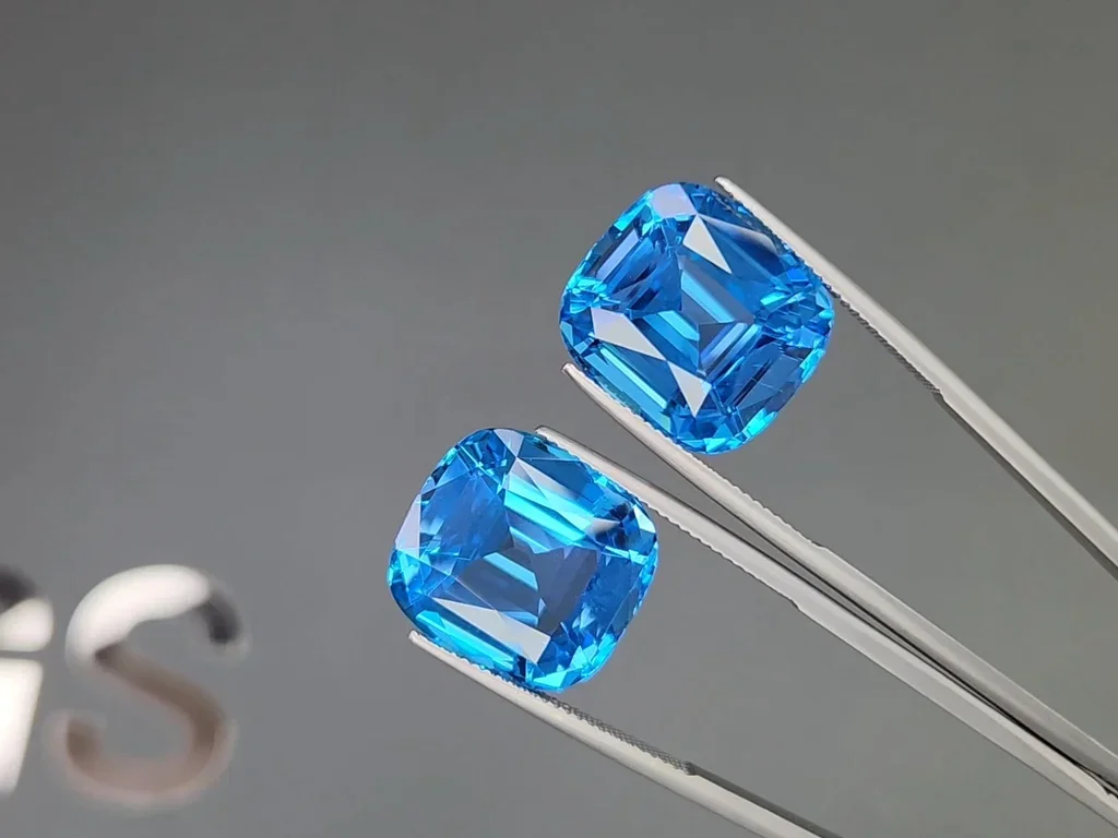Set of Swiss Blue topaz in cushion cut 66.96 carats, Brazil  Image №4