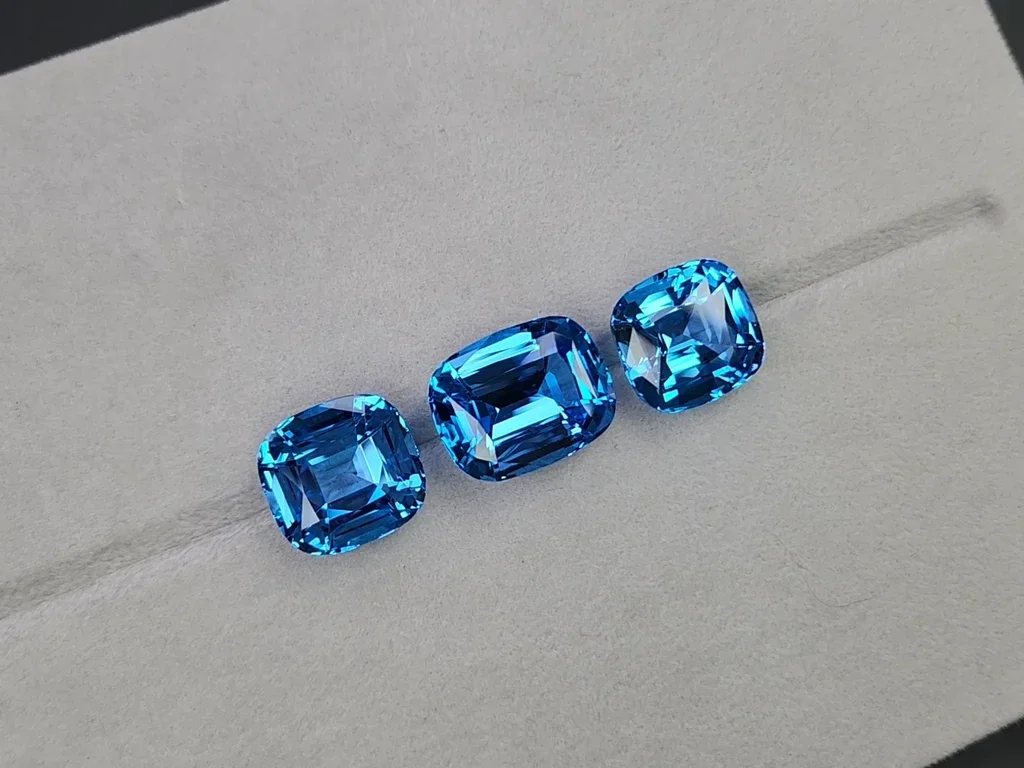 Set of Swiss Blue topaz in cushion cut 66.96 carats, Brazil  Image №5