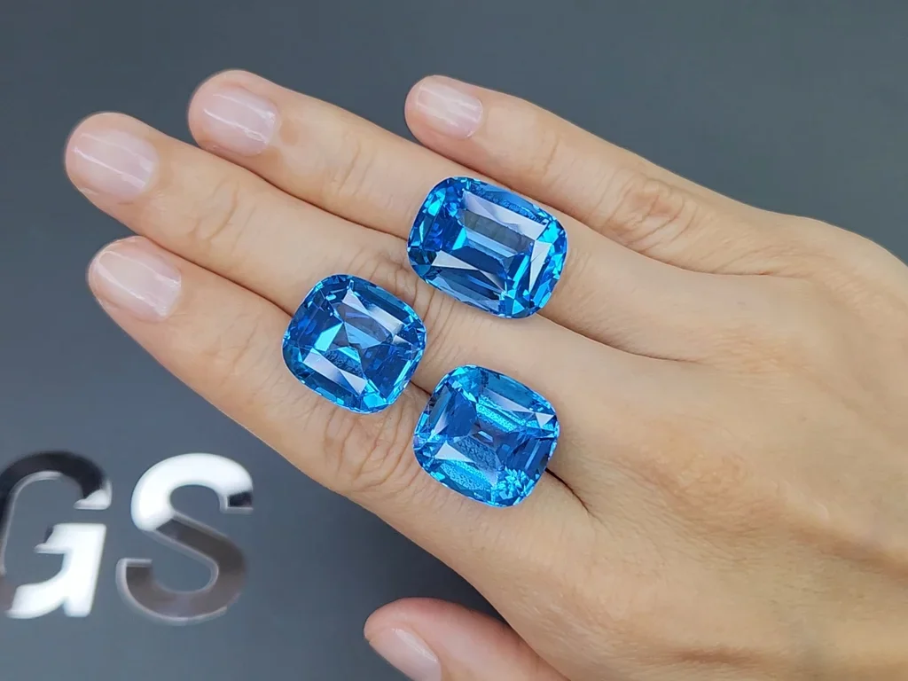 Set of Swiss Blue topaz in cushion cut 66.96 carats, Brazil  Image №2