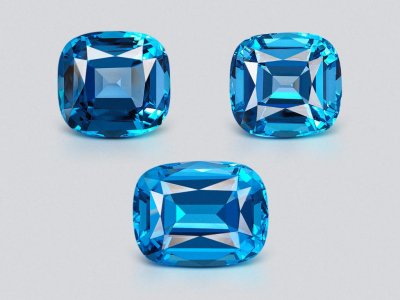 Set of Swiss Blue topaz in cushion cut 66.96 carats, Brazil  photo