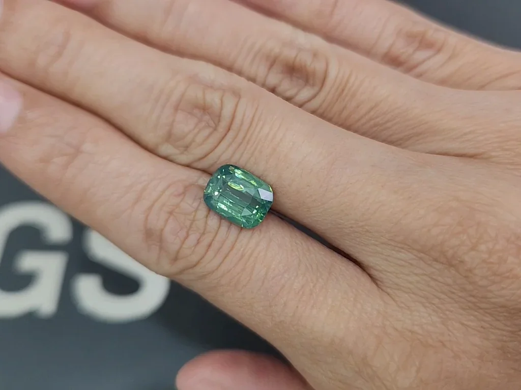 Green zircon cushion cut 3.90 carats, Tanzania  Image №2