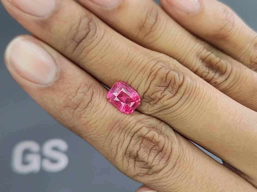 Vibrant Vivid Pink Mahenge spinel in cushion cut 2.57 carats, Tanzania Image №2