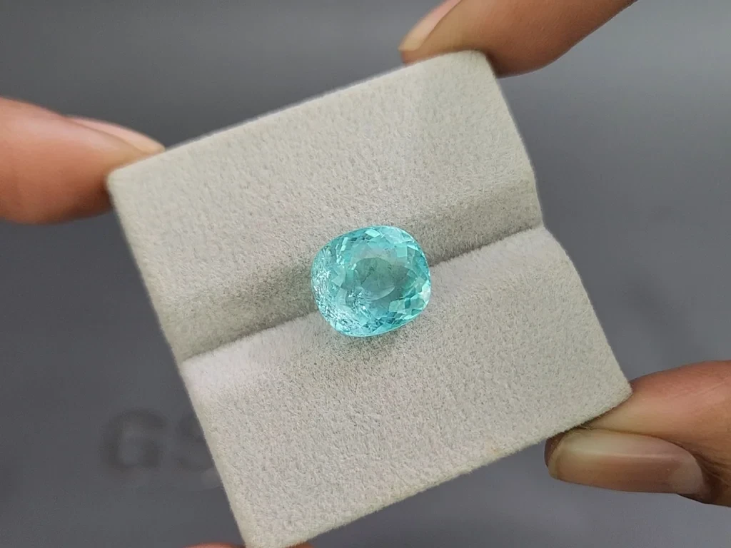 Paraiba greenish blue cushion cut 6.61 carats, Mozambique Image №4