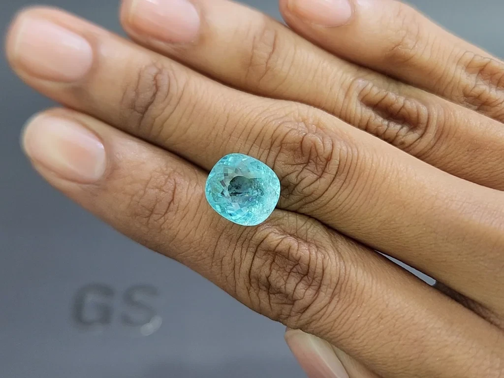 Paraiba greenish blue cushion cut 6.61 carats, Mozambique Image №2