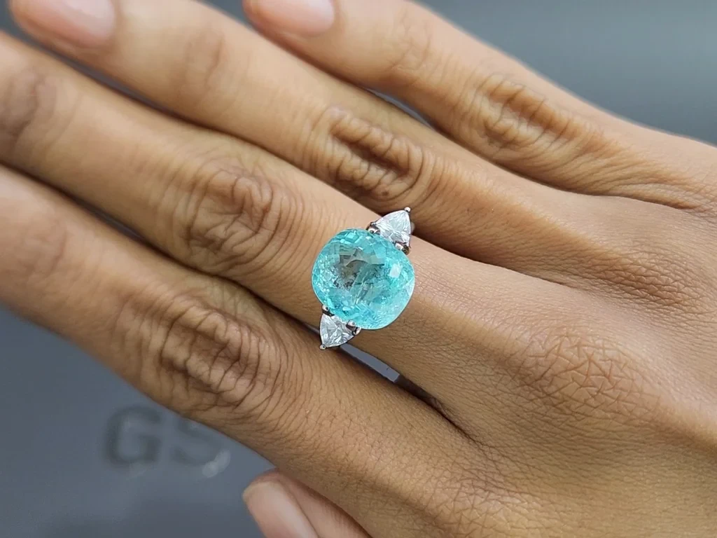 Paraiba greenish blue cushion cut 6.61 carats, Mozambique Image №5