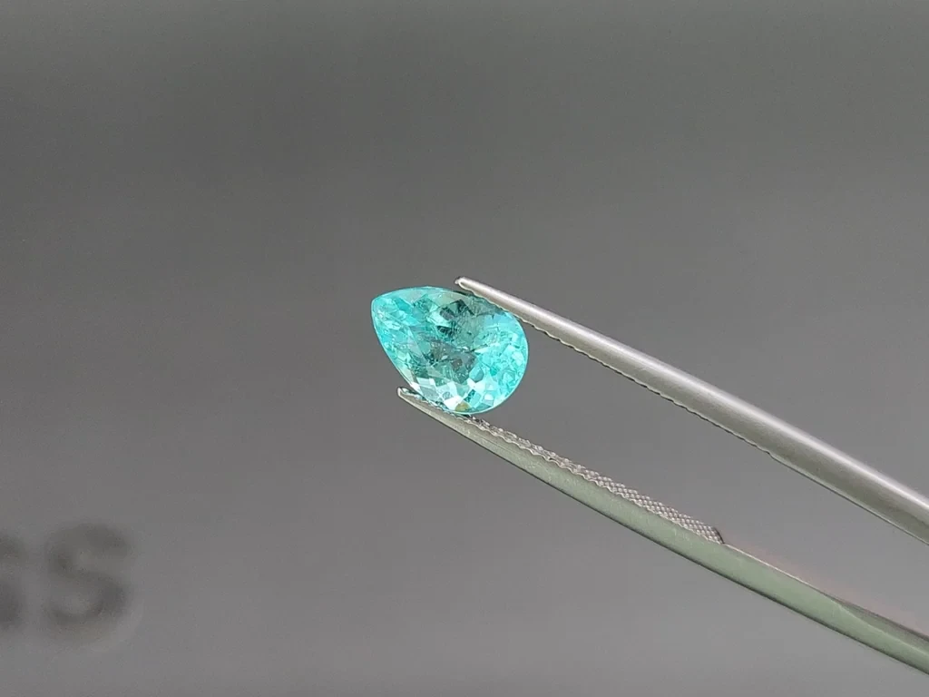 Neon tourmaline Paraiba greenish blue pear cut 1.91 carats, Mozambique Image №3