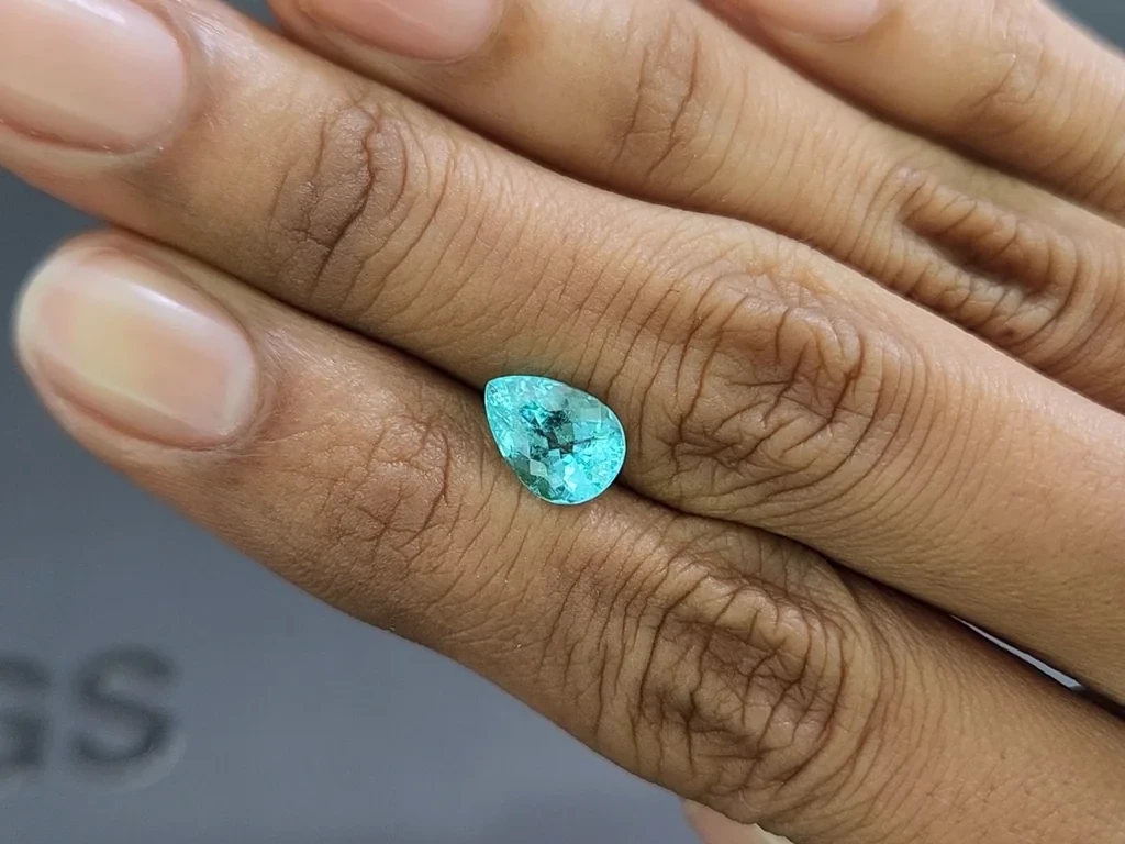 Neon tourmaline Paraiba greenish blue pear cut 1.91 carats, Mozambique Image №2