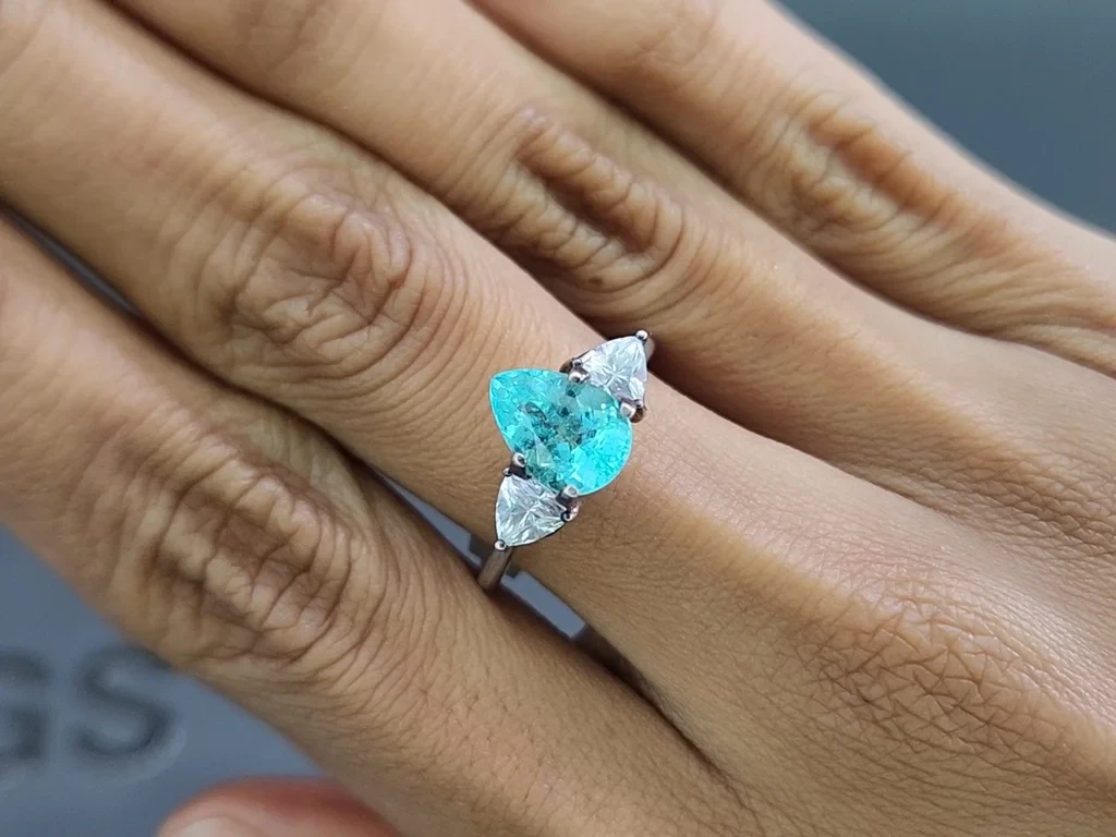 Neon tourmaline Paraiba greenish blue pear cut 1.91 carats, Mozambique Image №5