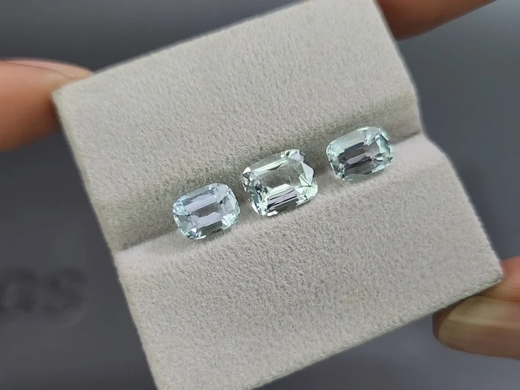 Set of aquamarines cushion cut 3.87 carats, Madagascar Image №5