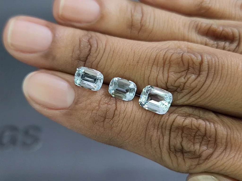 Set of aquamarines cushion cut 3.87 carats, Madagascar Image №2