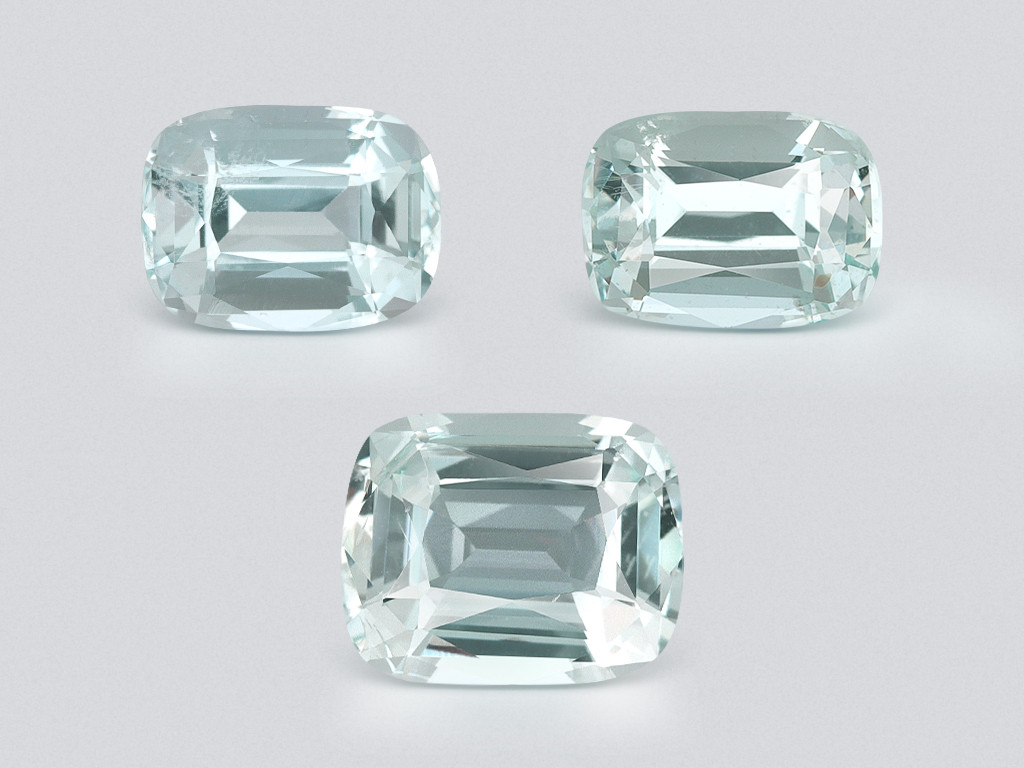 Set of aquamarines cushion cut 3.87 carats, Madagascar Image №1